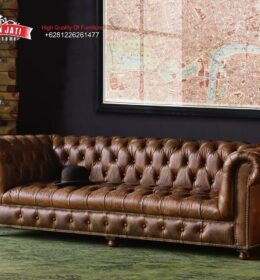 Sofa Chesterfield Kulit Premium 3 Seater