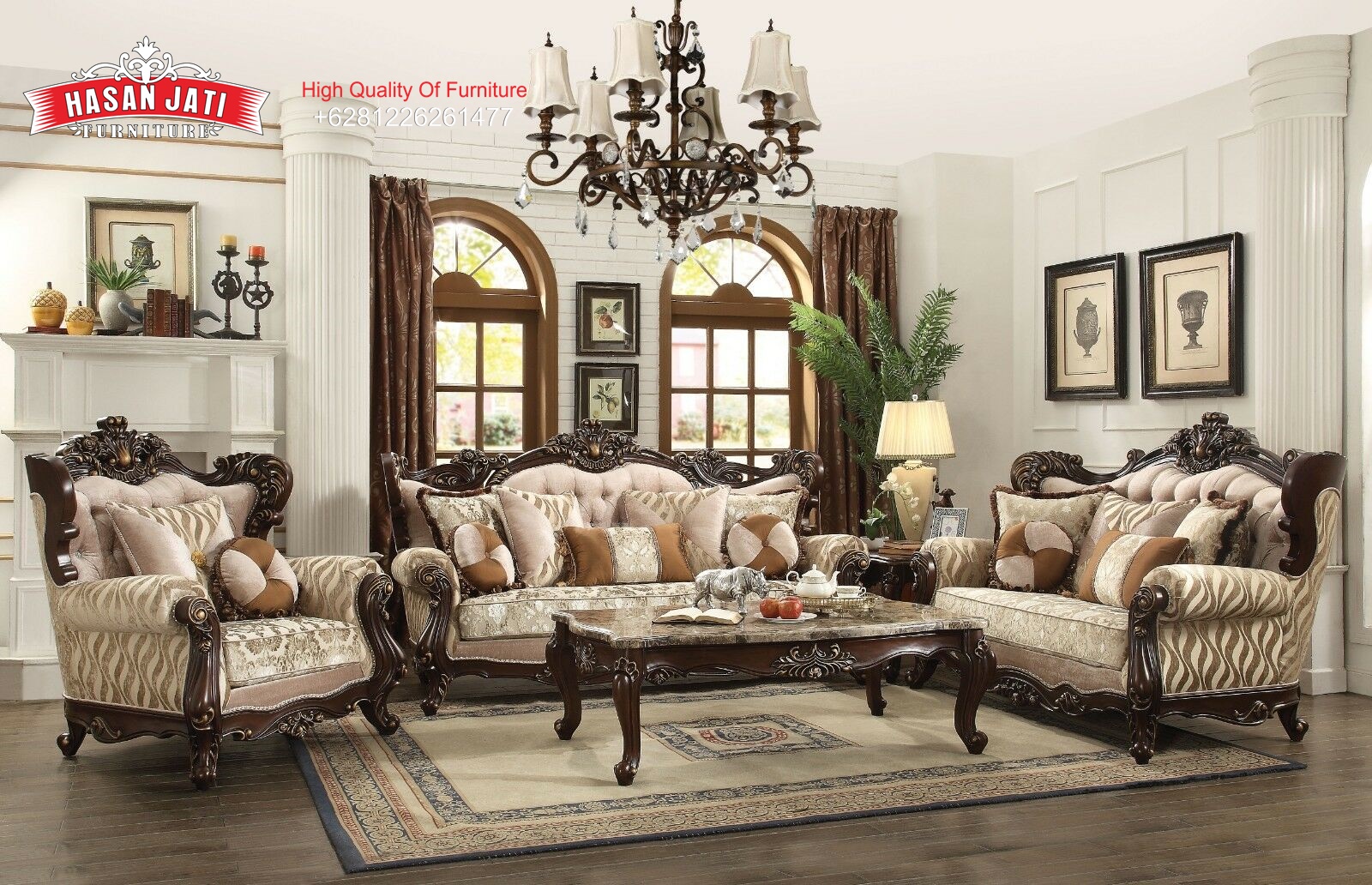 Sofa Tamu Mewah Jati - Design Classic Living Room - Mustika Troso